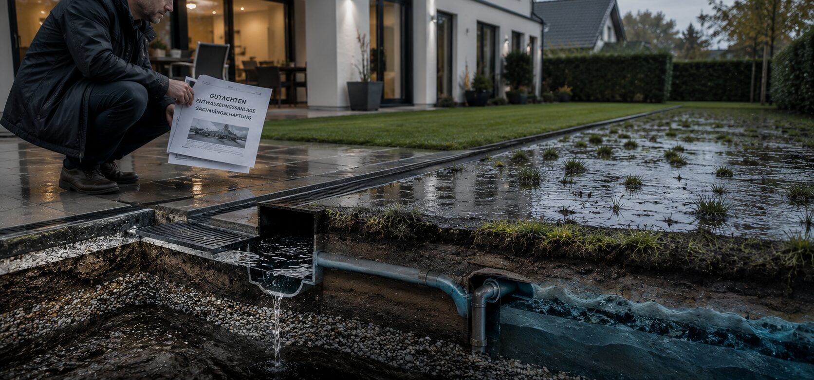 Sachmängelhaftung: Entwässerungsanlage, regelmäßige Wasserbelastung